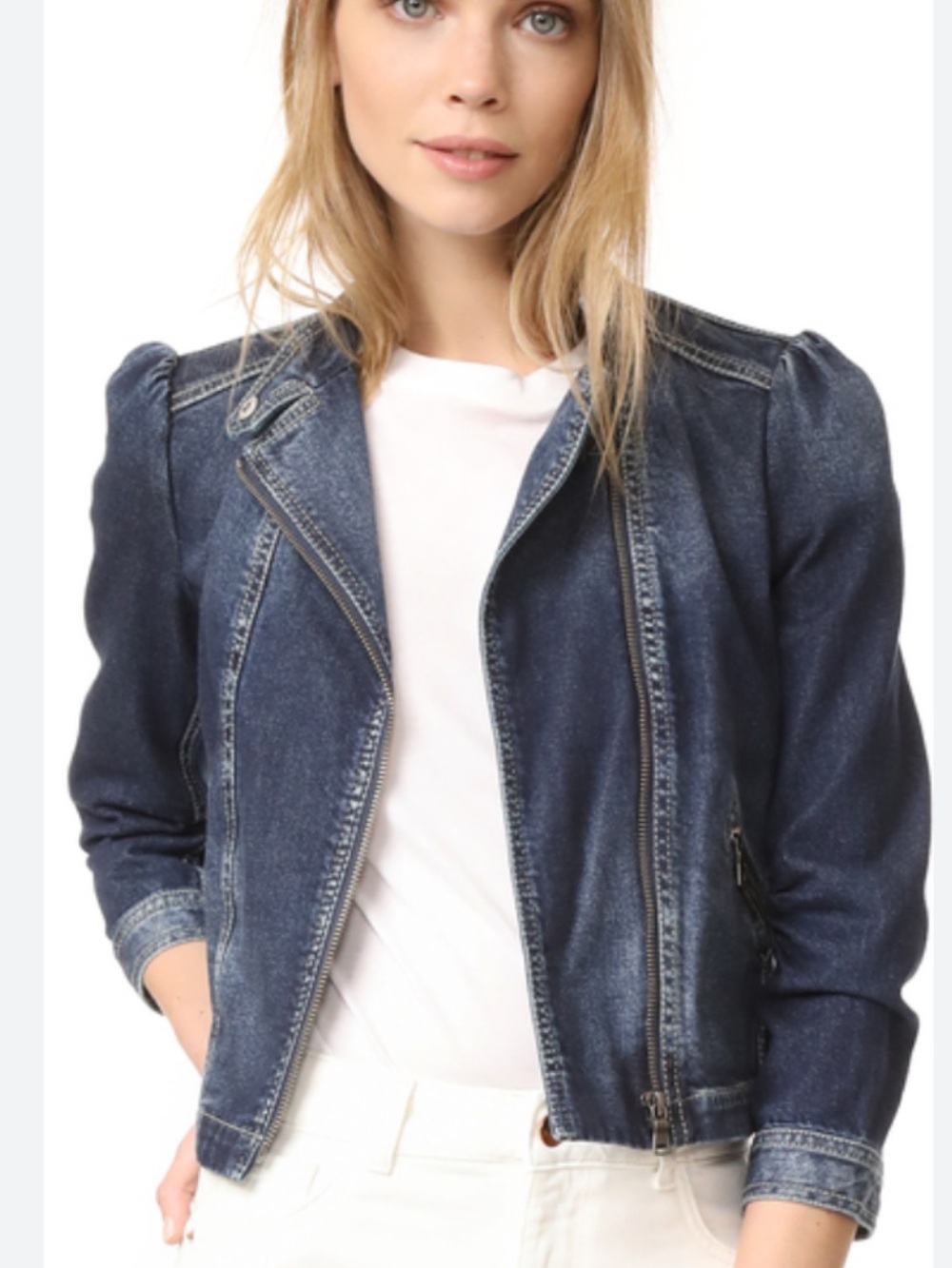 Rebecca Taylor Dark Wash Jean Denim Moto Jacket Zipper Pockets size medium
